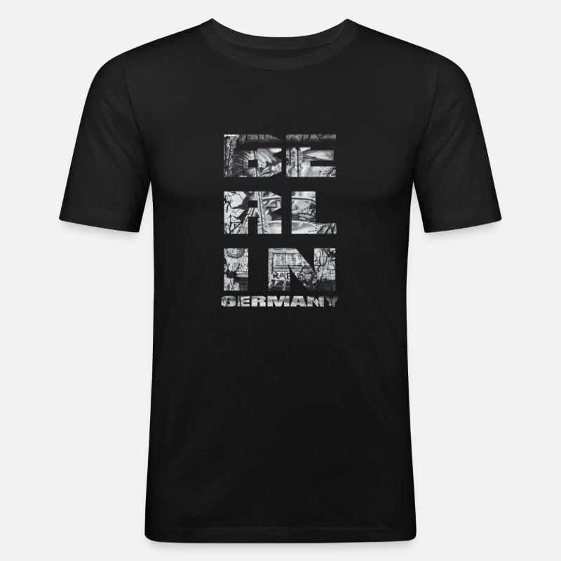 BERLIN Graffiti - Männer Slim Fit T-Shirt - Schwarz