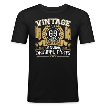 Jahrgang 69 Jahre alt - Geburtstagsgeschenk 69 Jahre alt - Männer Slim Fit T-Shirt - Schwarz - Vorne - Nik (191cm)