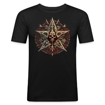 Pentagramm Böses - Männer Slim Fit T-Shirt - Schwarz - Vorne - Nik (191cm)