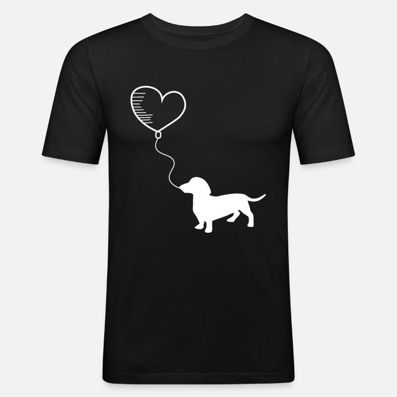 Dackel - Männer Slim Fit T-Shirt - Schwarz