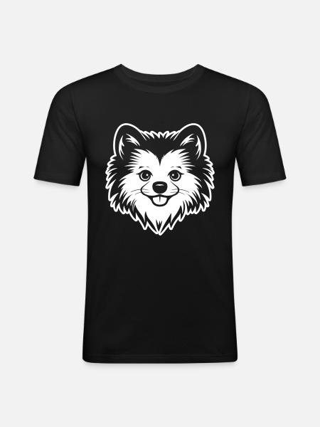 Pomeranian Dog Head Pomeranian - Men's Slim Fit T-Shirt - black