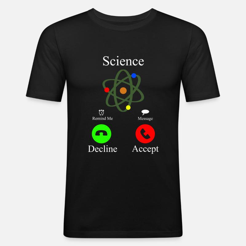Science is Calling Anruf Handy - Männer Slim Fit T-Shirt - Schwarz