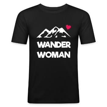 Wander Woman - Männer Slim Fit T-Shirt - Schwarz - Vorne - Nik (191cm)