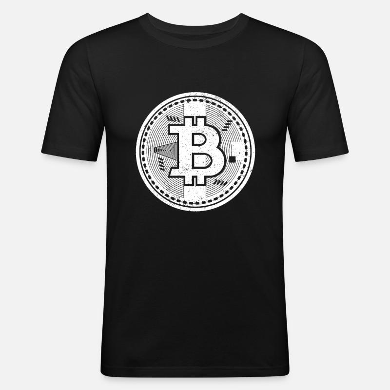 Bitcoin - Männer Slim Fit T-Shirt - Schwarz