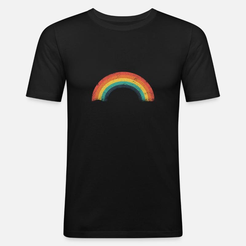 Rainbow Regenbogen - Männer Slim Fit T-Shirt - Schwarz