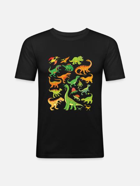 20 Dinosaurus Dino Kids Volwassenen - Mannen slim fit T-shirt - zwart