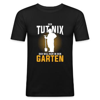 Kleingarten Gärtner der tut nix - Männer Slim Fit T-Shirt - Schwarz - Vorne - Nik (191cm)