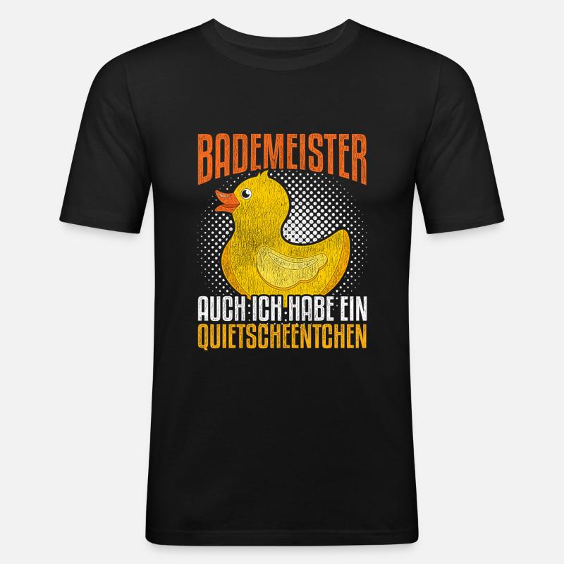 Bademeister Badeentchen Spruch - Männer Slim Fit T-Shirt - Schwarz