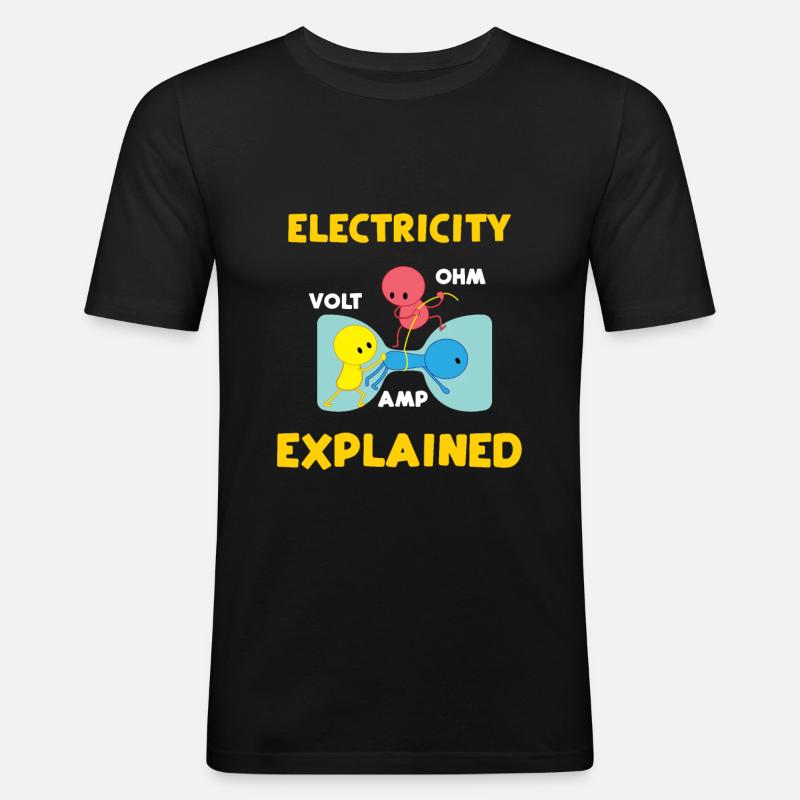 Électricité expliquée | pour les électroniciens - T-shirt près du corps Homme - noir