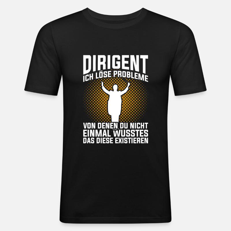 Retro Chorleiter Dirigent - Männer Slim Fit T-Shirt - Schwarz