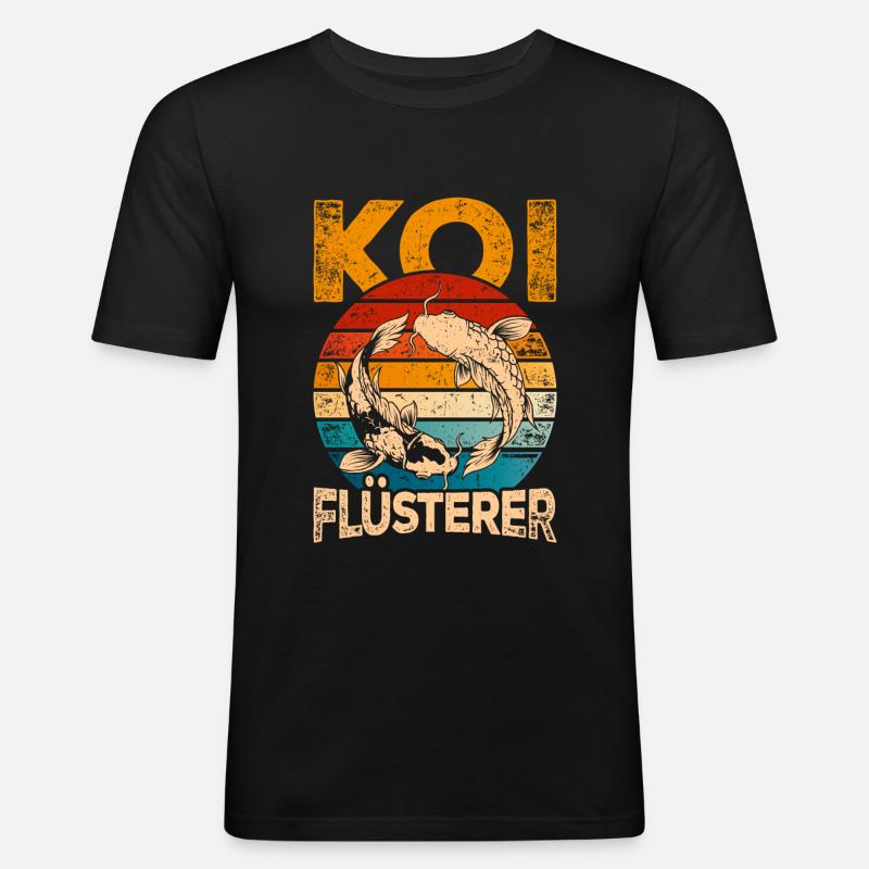 Retro Koi Karpfen - Männer Slim Fit T-Shirt - Schwarz