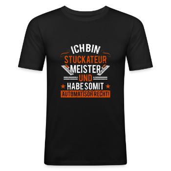 Stuckateur Meister Gipser Verputzer - Männer Slim Fit T-Shirt - Schwarz - Vorne - Nik (191cm)