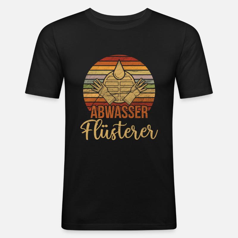 Retro Abwasser Flüsterer Abwassertechniker - Männer Slim Fit T-Shirt - Schwarz