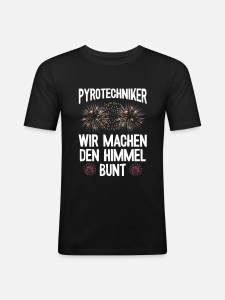 Pyrotechniker Himmel bunt Böller Pyrotechnik - Männer Slim Fit T-Shirt - Schwarz