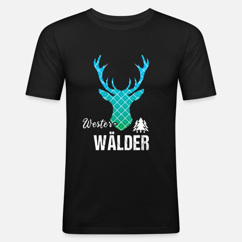 Westerwald Westerwälder Hirsch - Männer Slim Fit T-Shirt - Schwarz