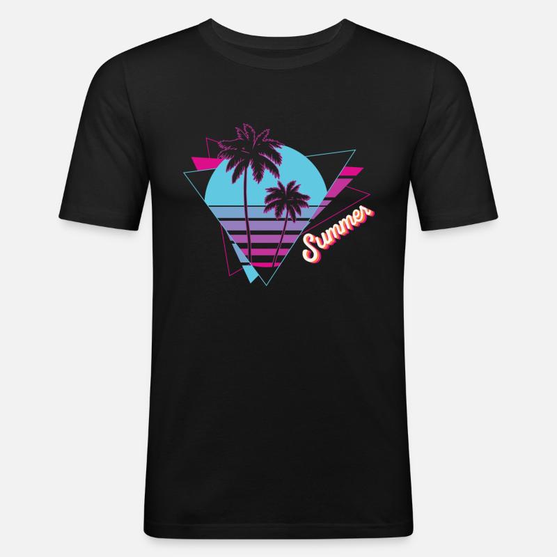 Summer - Summer Sun Palms - Men's Slim Fit T-Shirt - black