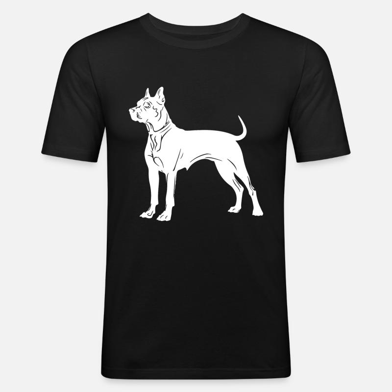 Pit Hund Silhouette - Männer Slim Fit T-Shirt - Schwarz