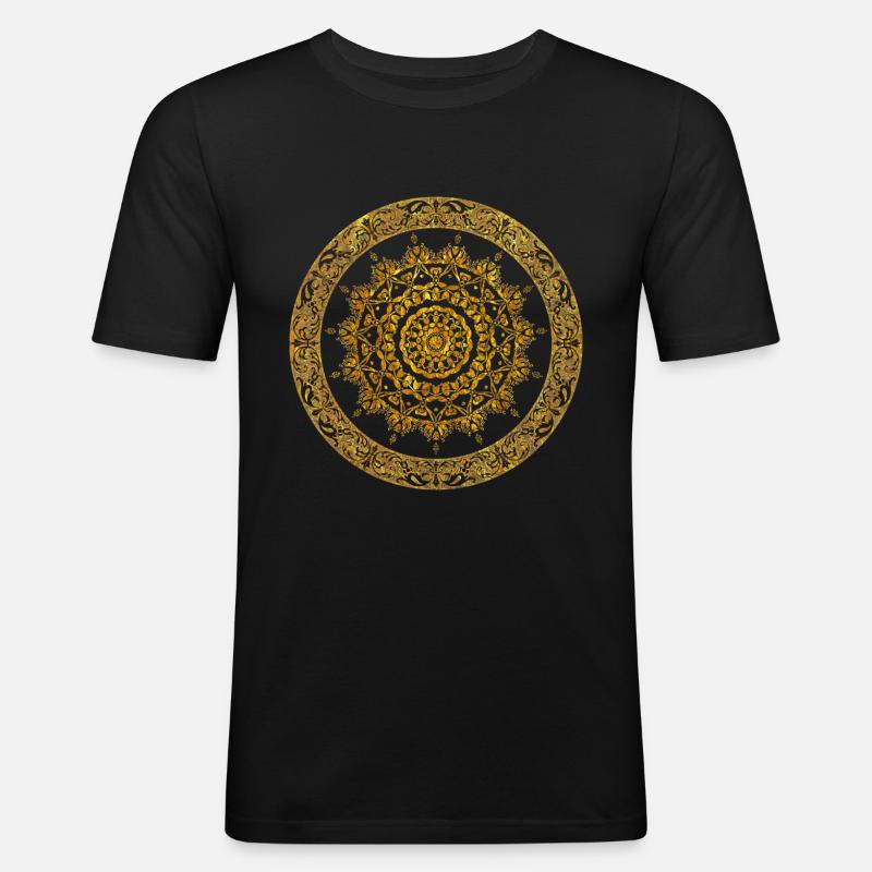 Mandala - Männer Slim Fit T-Shirt - Schwarz