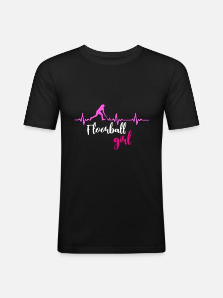Floorball Mädchen - Männer Slim Fit T-Shirt - Schwarz