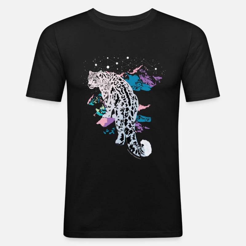 Snow Leopard - Männer Slim Fit T-Shirt - Schwarz