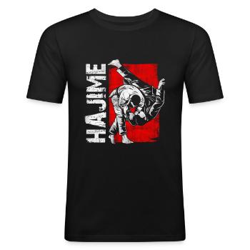 Hajime-design Für Karate- Und Kampfkunstfans - Männer Slim Fit T-Shirt - Schwarz - Vorne - Nik (191cm)