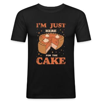 Ich Bin Nur Hier Für Den Kuchen Zum Bäcker Oder - Männer Slim Fit T-Shirt - Schwarz - Vorne - Nik (191cm)
