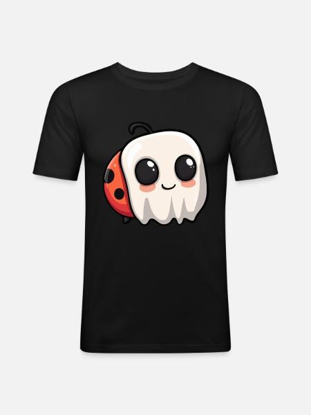 Ladybug Halloween Funny Ghost - Men's Slim Fit T-Shirt - black