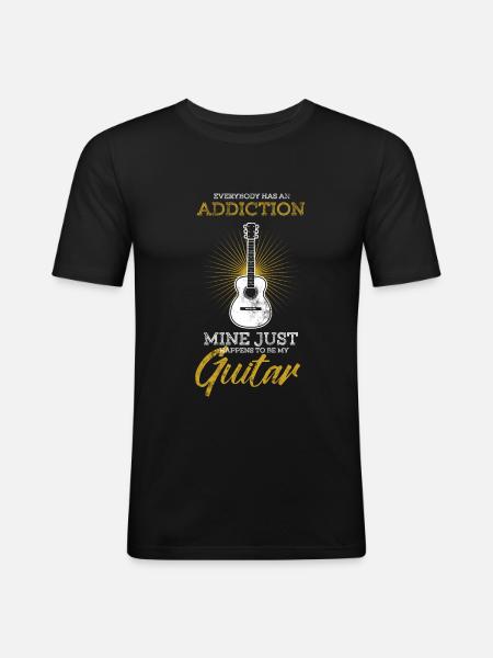 gitarre - Männer Slim Fit T-Shirt - Schwarz