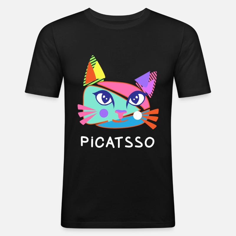 katze geschenk - Männer Slim Fit T-Shirt - Schwarz