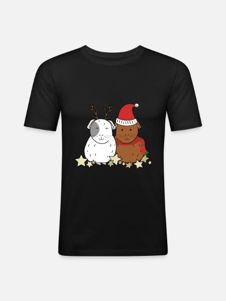 Cochon d'inde noel - T-shirt près du corps Homme - noir