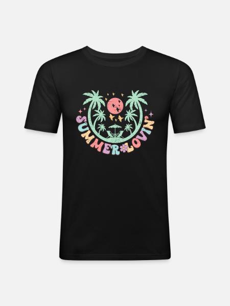 Summer Lovin' - Retro Design - Men's Slim Fit T-Shirt - black