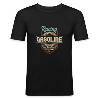 Motorrad Shirt - Männer Slim Fit T-Shirt - Schwarz - Vorne - Nik (191cm)