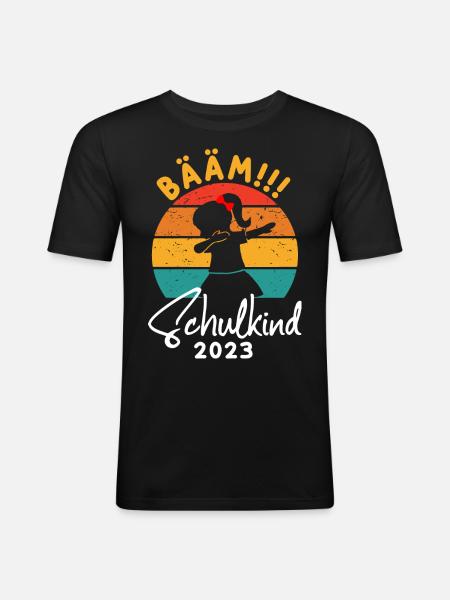 BÄÄM SCHULKIND 2023 - Männer Slim Fit T-Shirt - Schwarz