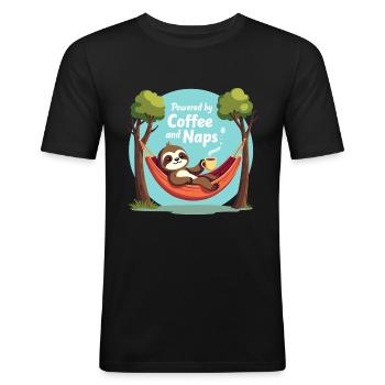 Powered by Coffee and Naps - Men's Slim Fit T-Shirt - black - Front - Nik (191cm)