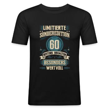 60e anniversaire né en 1962 - T-shirt près du corps Homme - noir - Devant - Nik (191cm)