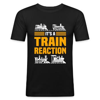 Modellbahn Zug Sammler Lokomotive - Männer Slim Fit T-Shirt - Schwarz - Vorne - Nik (191cm)