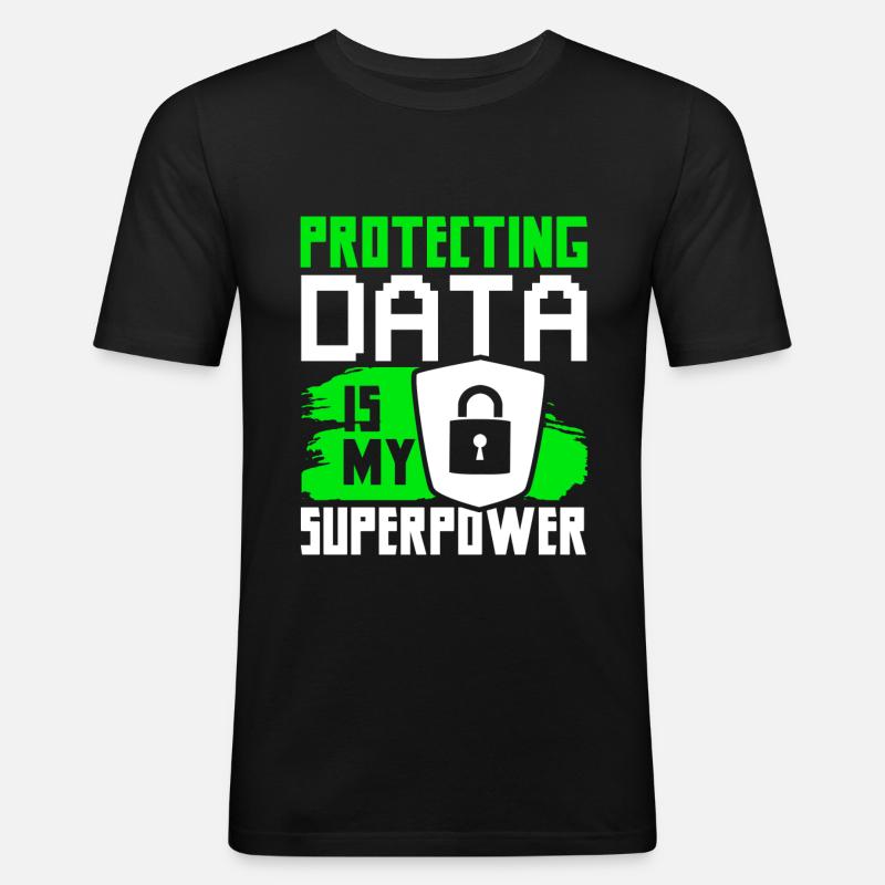 Cyber Security Datenschutz - Männer Slim Fit T-Shirt - Schwarz
