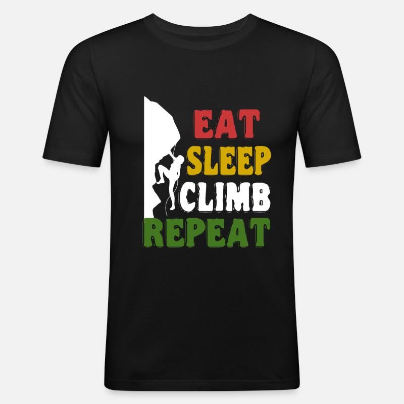 Kletterhemd - Eat Sleep Climb Repeat - Männer Slim Fit T-Shirt - Schwarz