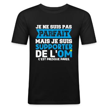 supporter football club humour football marseille - T-shirt près du corps Homme - noir - Devant - Nik (191cm)