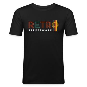 Retro Design streetwear - Männer Slim Fit T-Shirt - Schwarz - Vorne - Nik (191cm)