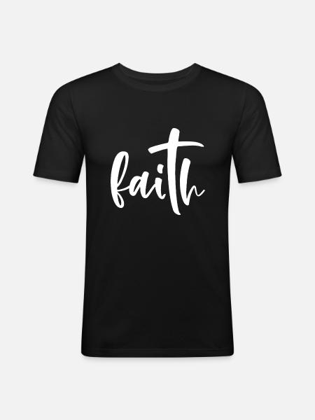 Glaube - Männer Slim Fit T-Shirt - Schwarz
