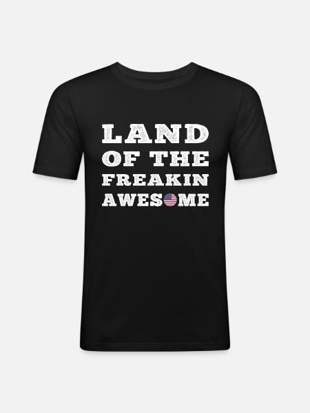 USA Land of the Freaking Awesome Gift Style - Men's Slim Fit T-Shirt - black