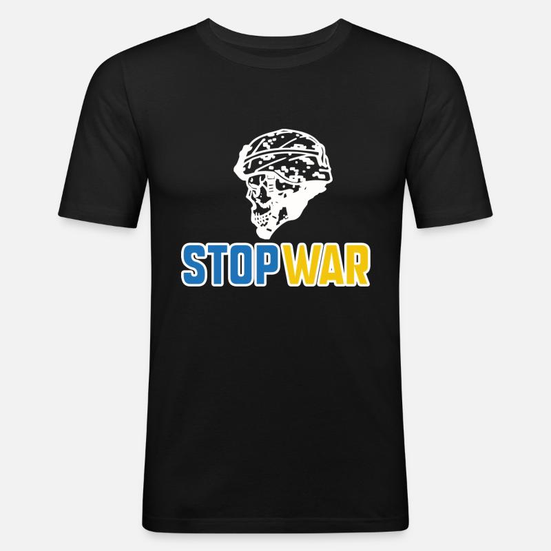 Stoppt den Krieg - Männer Slim Fit T-Shirt - Schwarz