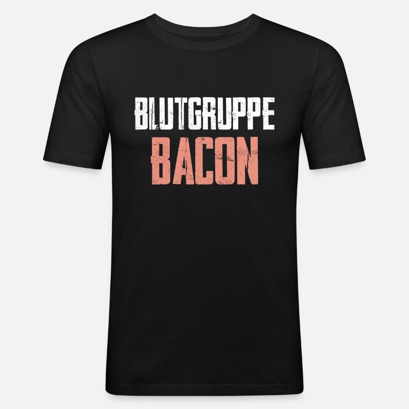 Blutgruppe Bacon - Männer Slim Fit T-Shirt - Schwarz