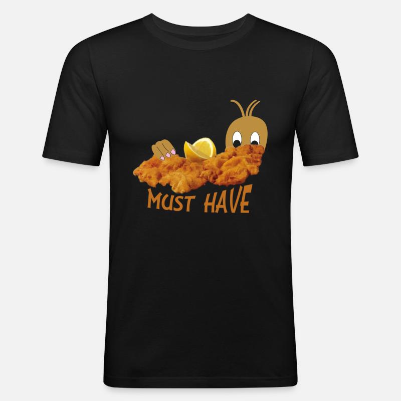 Schnitzel - Männer Slim Fit T-Shirt - Schwarz