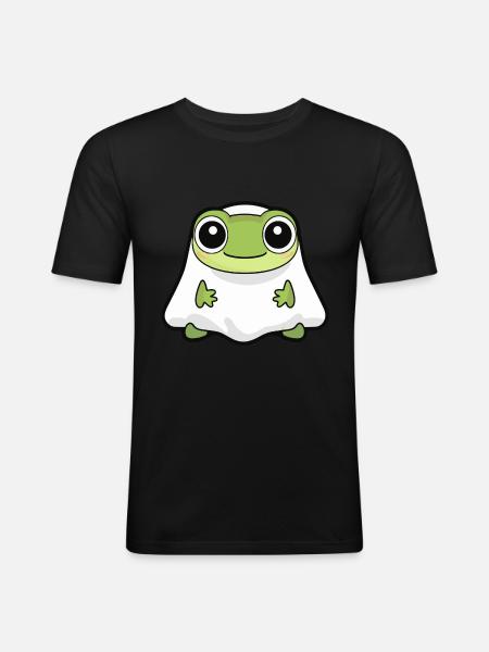 Frog Halloween Funny Ghost - Men's Slim Fit T-Shirt - black
