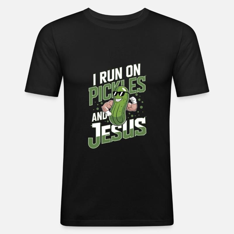 Gurke Jesus Glaube Christ - Männer Slim Fit T-Shirt - Schwarz