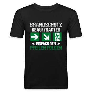 Brandschutzbeauftragter Brandschutz Pfeile - Männer Slim Fit T-Shirt - Schwarz - Vorne - Nik (191cm)
