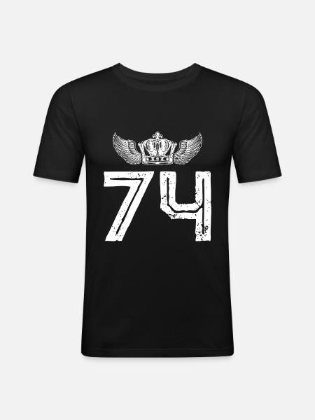 74 Couronne numérique - T-shirt près du corps Homme - noir