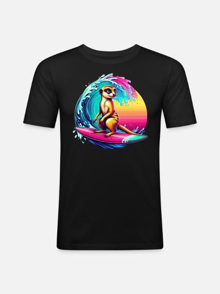 Meerkat Surf - Men's Slim Fit T-Shirt - black